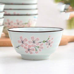 Porcelain Bowl Rice Bowl Household Ceramic Bowl 5 Inches 10 Sets Japanese Style Noodle Bowl Creative Personality High-foot Bowl Small Bowl - Mubimart -  