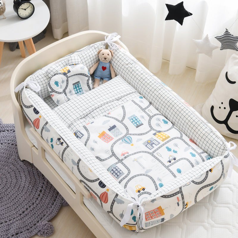 Portable Baby Sleeping Nest with Quilt Infant Cradle Newborn Bassinet with Removable Cover Toddler Nest baby nursery crib - Mubimart -  