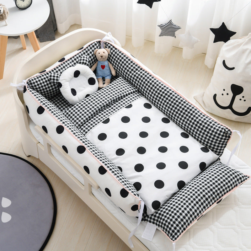 Portable Baby Sleeping Nest with Quilt Infant Cradle Newborn Bassinet with Removable Cover Toddler Nest baby nursery crib - Mubimart -  