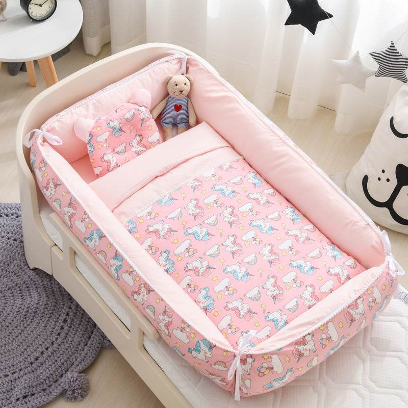 Portable Baby Sleeping Nest with Quilt Infant Cradle Newborn Bassinet with Removable Cover Toddler Nest baby nursery crib - Mubimart