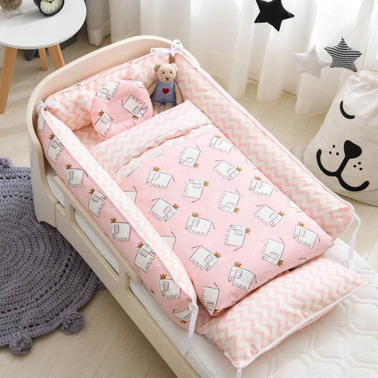 Portable Baby Sleeping Nest with Quilt Infant Cradle Newborn Bassinet with Removable Cover Toddler Nest baby nursery crib - Mubimart