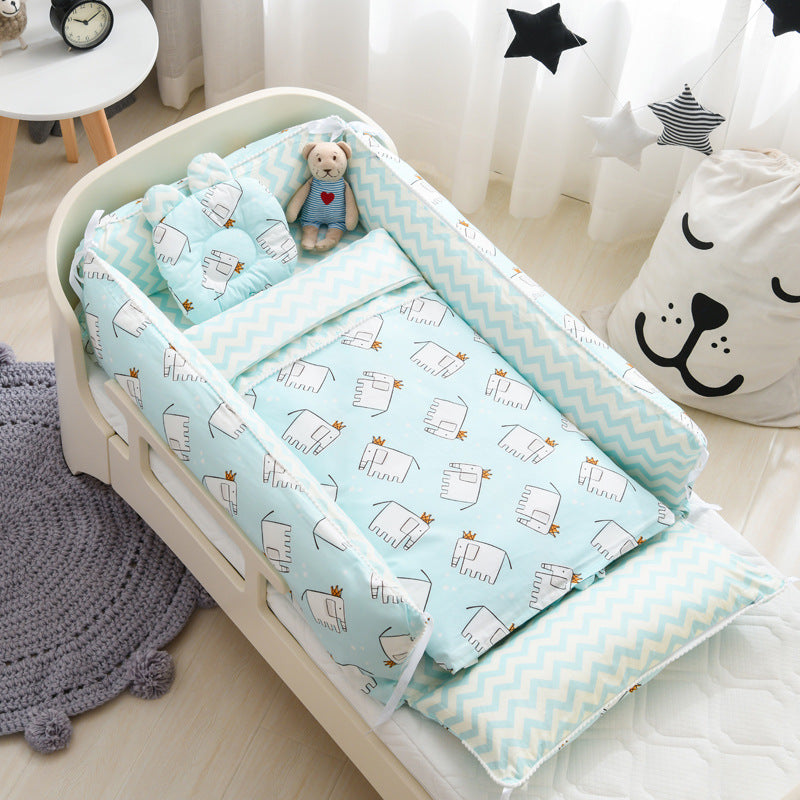 Portable Baby Sleeping Nest with Quilt Infant Cradle Newborn Bassinet with Removable Cover Toddler Nest baby nursery crib - Mubimart -  