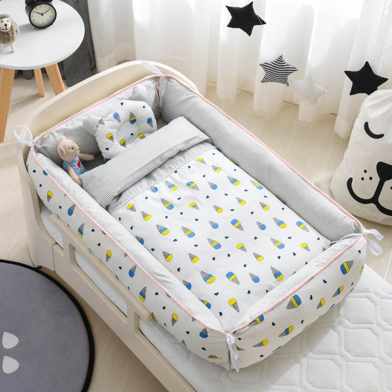Portable Baby Sleeping Nest with Quilt Infant Cradle Newborn Bassinet with Removable Cover Toddler Nest baby nursery crib - Mubimart