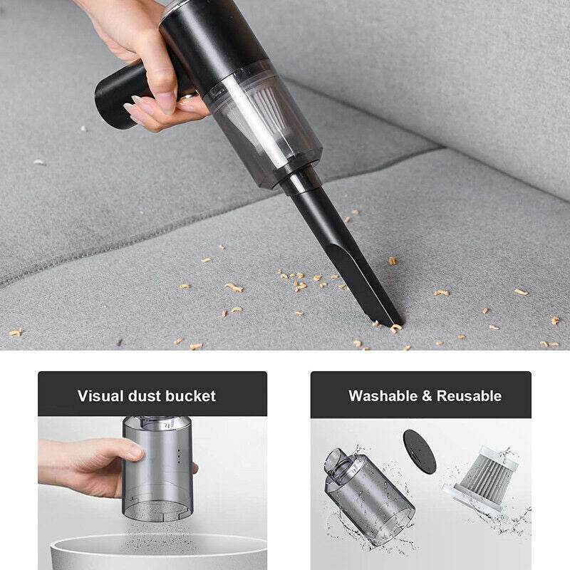 Portable Car Vacuum Cleaner, Handheld Vacuum High Power Cordless, Hand Vacuum Rechargeable Easy To Clean Car Interior, Desktop, Sofa, Keyboard, Drawer And Crevices, Small Spaces - Mubimart