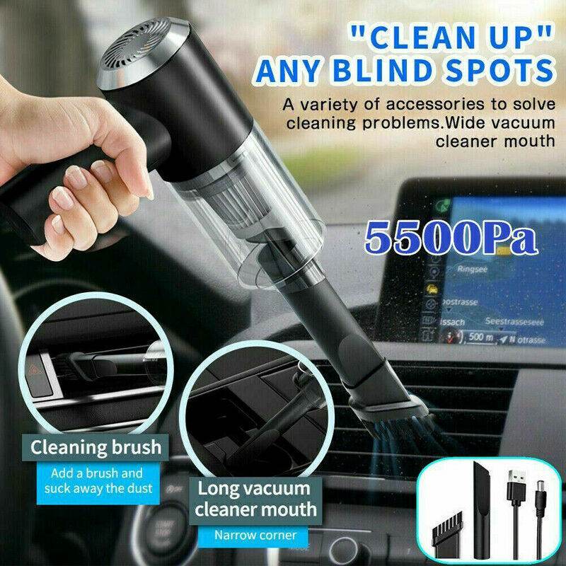 Portable Car Vacuum Cleaner, Handheld Vacuum High Power Cordless, Hand Vacuum Rechargeable Easy To Clean Car Interior, Desktop, Sofa, Keyboard, Drawer And Crevices, Small Spaces - Mubimart
