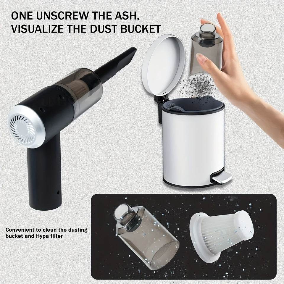 Portable Car Vacuum Cleaner, Handheld Vacuum High Power Cordless, Hand Vacuum Rechargeable Easy To Clean Car Interior, Desktop, Sofa, Keyboard, Drawer And Crevices, Small Spaces - Mubimart