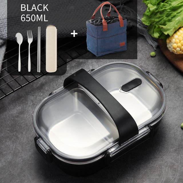 Portable Children's Lunch Box, 304 Stainless Steel Bento, Kitchen Leak Proof Food Box for Kids - Mubimart