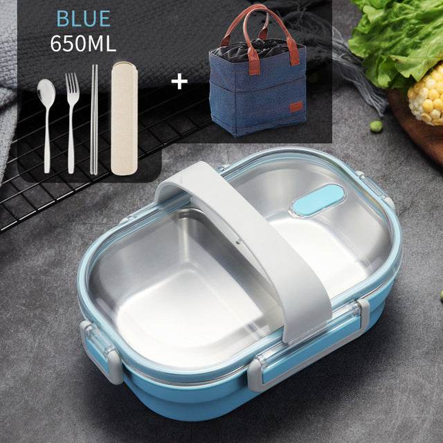 Portable Children's Lunch Box, 304 Stainless Steel Bento, Kitchen Leak Proof Food Box for Kids - Mubimart
