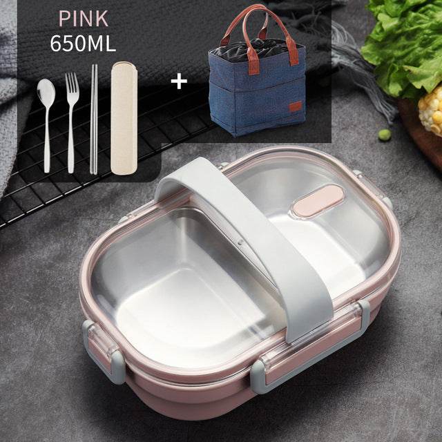 Portable Children's Lunch Box, 304 Stainless Steel Bento, Kitchen Leak Proof Food Box for Kids - Mubimart
