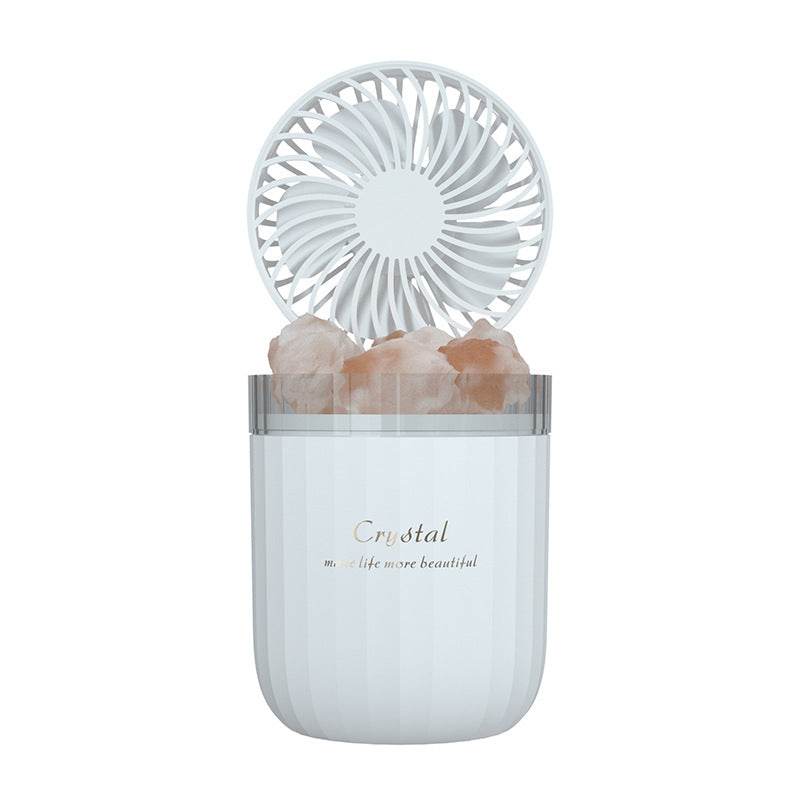 Portable Crystal Aromatheraphy Humidifier USB Wireless Aroma Essential Oil Diffuser With Adjustable Fan Warm Light Air Cooler - Mubimart