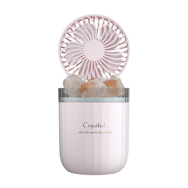 Portable Crystal Aromatheraphy Humidifier USB Wireless Aroma Essential Oil Diffuser With Adjustable Fan Warm Light Air Cooler - Mubimart