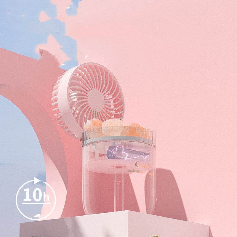 Portable Crystal Aromatheraphy Humidifier USB Wireless Aroma Essential Oil Diffuser With Adjustable Fan Warm Light Air Cooler - Mubimart