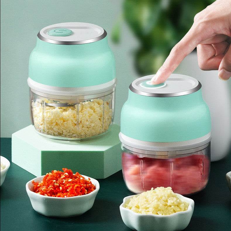 Portable Electric Mini Garlic Cutter Masher Vegetable Fruit Meat Food Chopper Grinder - Mubimart