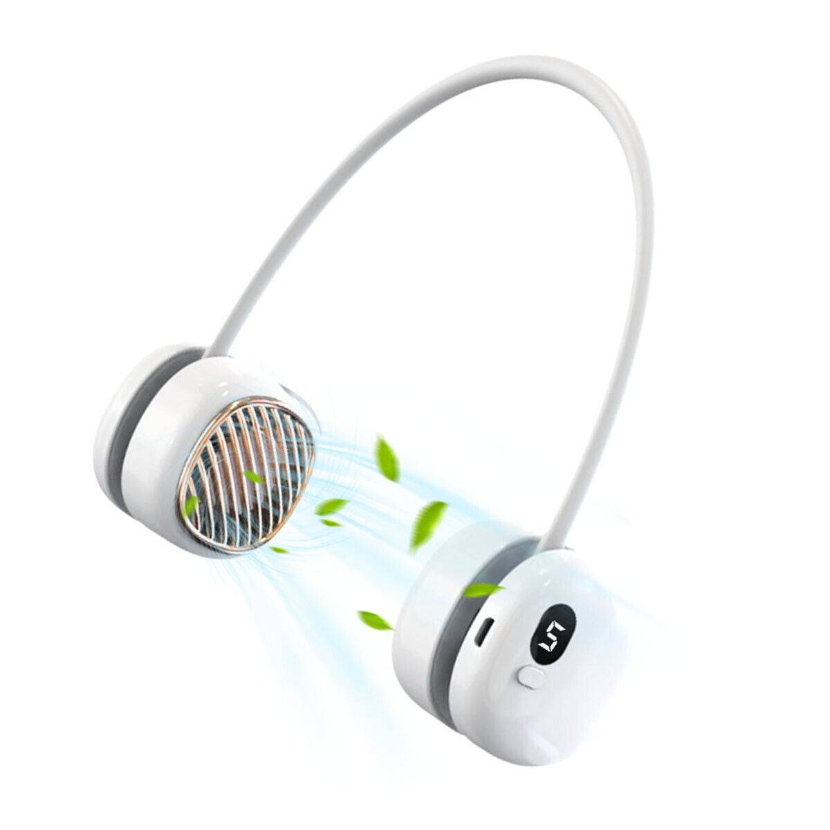 Portable Hanging Neck Fan 5 Speed Wearable Personal Fan Air Cooler Rechargeable - Mubimart