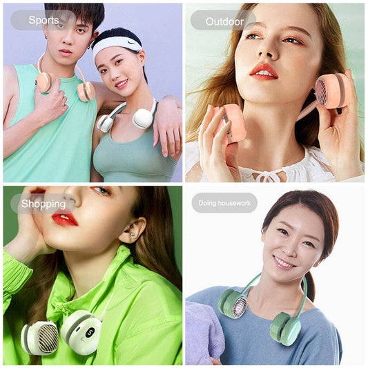 Portable Hanging Neck Fan 5 Speed Wearable Personal Fan Air Cooler Rechargeable - Mubimart