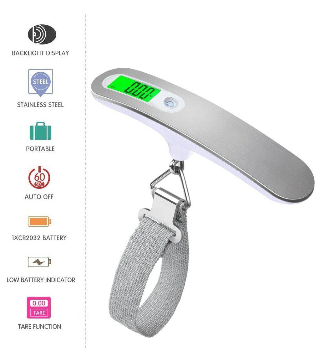 Portable LCD Digital Luggage Weight Scales Hanging Suitcase Baggage Travel Scale With Belt For Electronic Weight Tool 50kg 110lb - Mubimart