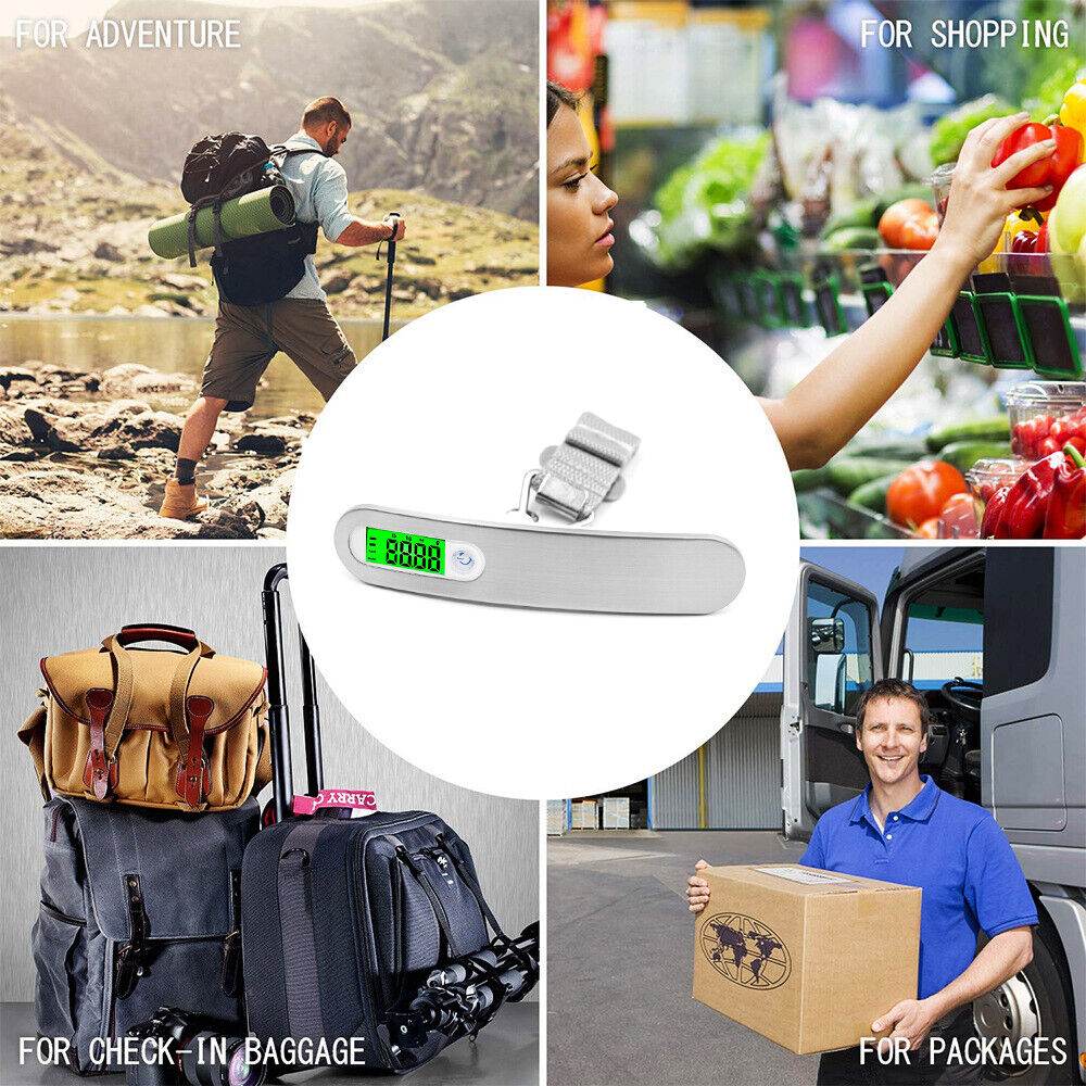 Portable LCD Digital Luggage Weight Scales Hanging Suitcase Baggage Travel Scale With Belt For Electronic Weight Tool 50kg 110lb - Mubimart