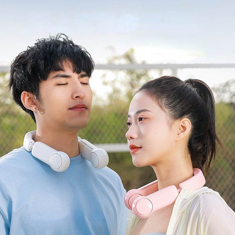 Portable Mini Neck Fan Portable Bladeless Fan USB Rechargeable Leafless Hanging Fans Air Cooler Cooling Wearable Neckband Fans - Mubimart