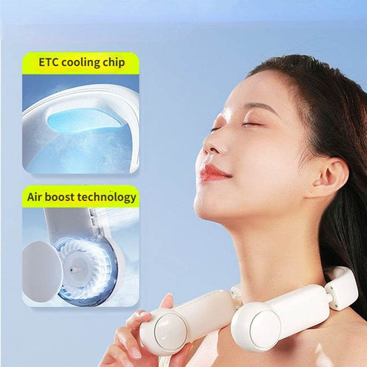Portable Mini Neck Fan Portable Bladeless Fan USB Rechargeable Leafless Hanging Fans Air Cooler Cooling Wearable Neckband Fans - Mubimart
