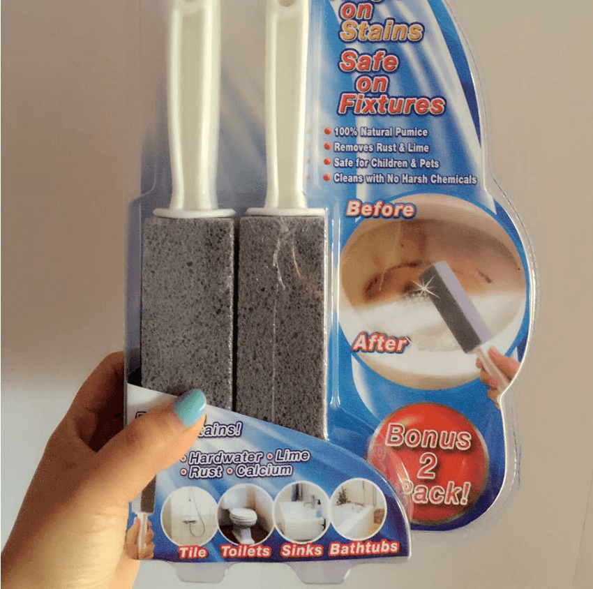 Portable Pumice Stone Water Toilet Bowl Cleaner Brush Wand Tile Sinks Bathtubs 360 Degrees Cleaning Tool - Mubimart