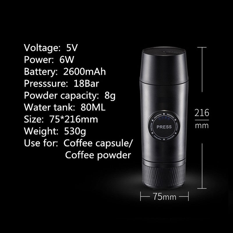 Portable Rechargeable Battery Espresso Machine Travel Car Coffee Powder Capsule Dual-Use Electric Mini - Mubimart -  