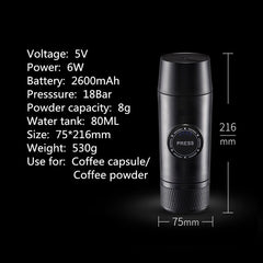 Portable Rechargeable Battery Espresso Machine Travel Car Coffee Powder Capsule Dual-Use Electric Mini - Mubimart -  