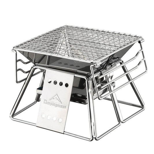 Portable Stainless Steel BBQ Grill Non-stick Surface Folding Barbecue Grill Outdoor Camping Picnic Tool - Mubimart