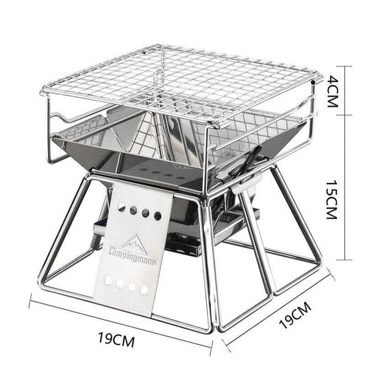 Portable Stainless Steel BBQ Grill Non-stick Surface Folding Barbecue Grill Outdoor Camping Picnic Tool - Mubimart