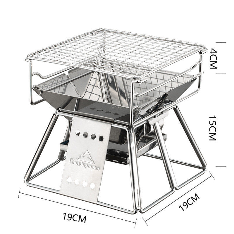 Portable Stainless Steel BBQ Grill Non-stick Surface Folding Barbecue Grill Outdoor Camping Picnic Tool - Mubimart -  