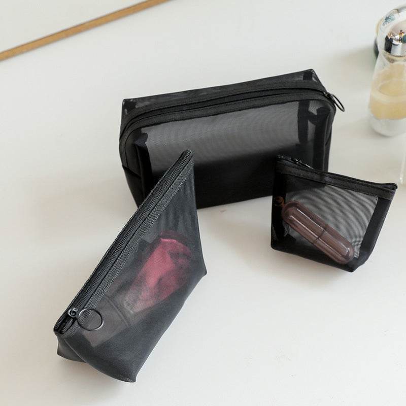 Portable Travel Toiletry Bag Transparent Mesh Toiletry Bag - Mubimart