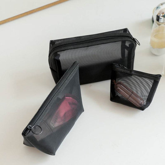 Portable Travel Toiletry Bag Transparent Mesh Toiletry Bag - Mubimart