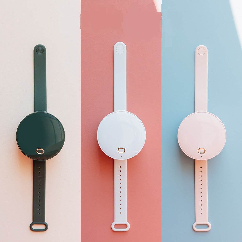 Portable Wrist Fan Mirror Leafless USB Rechargeable 3 Speed Adjustable Air Cooler Handheld - Mubimart