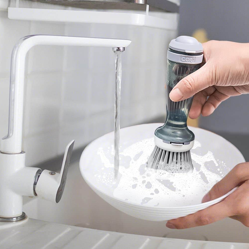 Pot Brush Dish Brush Dish Scrub Brush With Soap Dispenser For Dishes Kitchen Sink Pot Pan - Mubimart