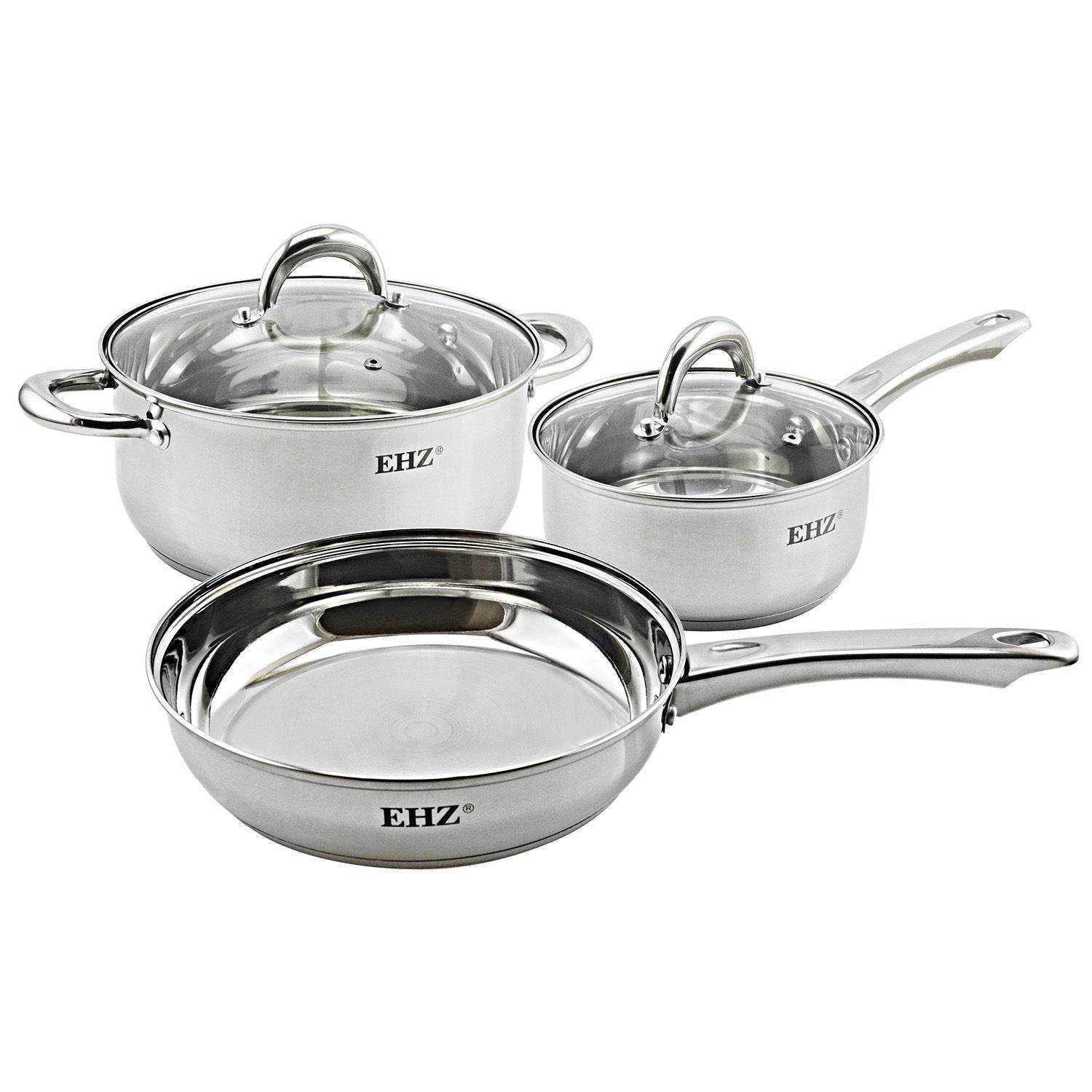 Pot Combination Stainless Steel Non-Stick Pan Full Set With Lid - Mubimart