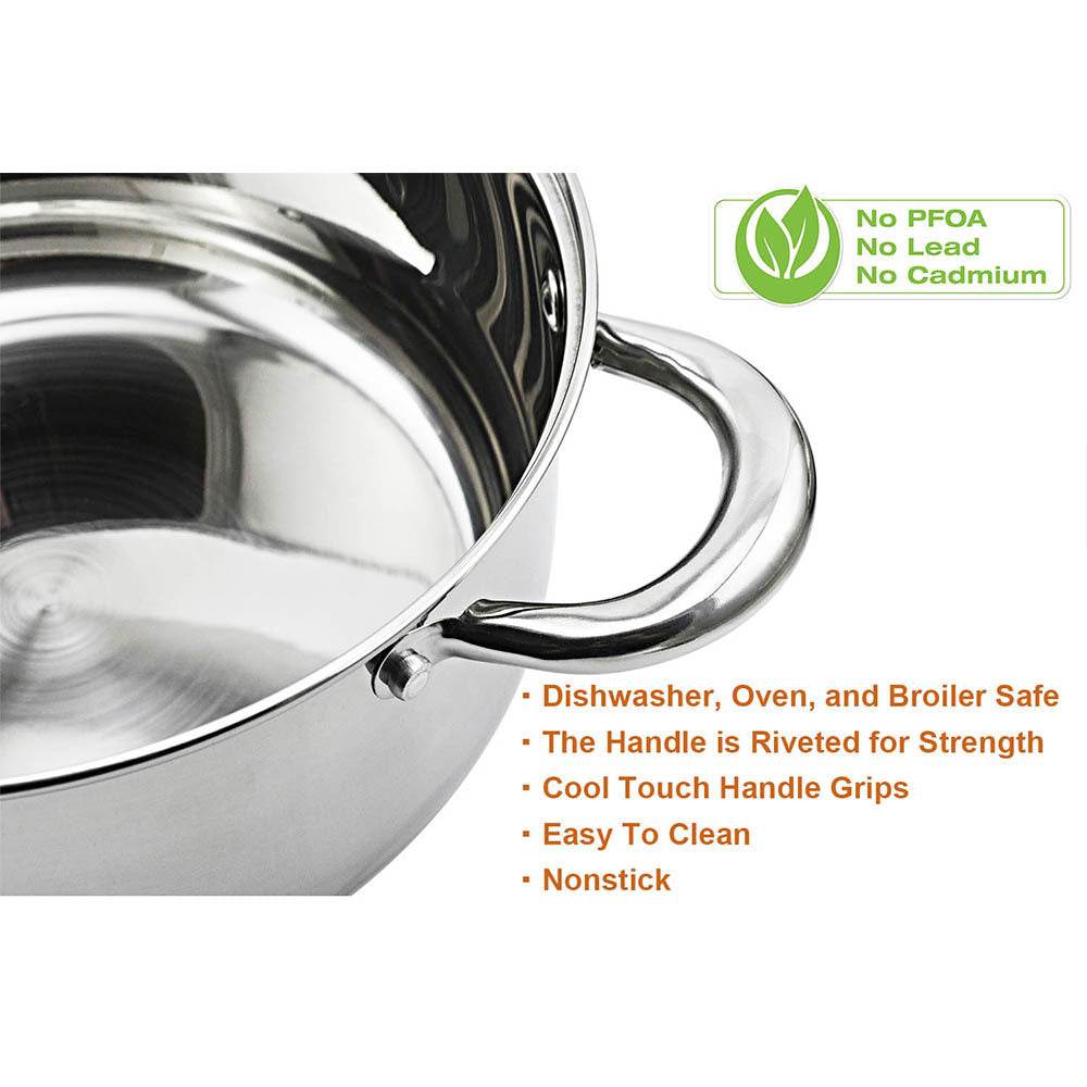 Pot Combination Stainless Steel Non-Stick Pan Full Set With Lid - Mubimart