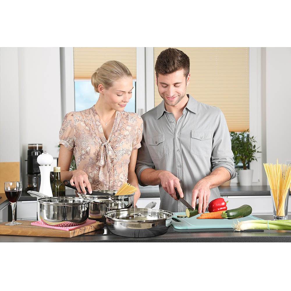 Pot Combination Stainless Steel Non-Stick Pan Full Set With Lid - Mubimart