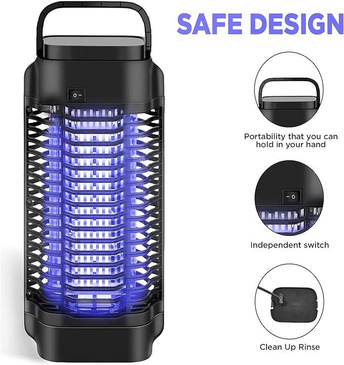 Powerful Electric Mosquito Zapper Fly Killer For Indoor 4200V Metal Mesh, Insect Fly Trap Indoor Mosquito Killer For Home, Garden, Patio - Mubimart