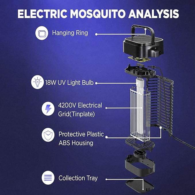 Powerful Electric Mosquito Zapper Fly Killer For Indoor 4200V Metal Mesh, Insect Fly Trap Indoor Mosquito Killer For Home, Garden, Patio - Mubimart