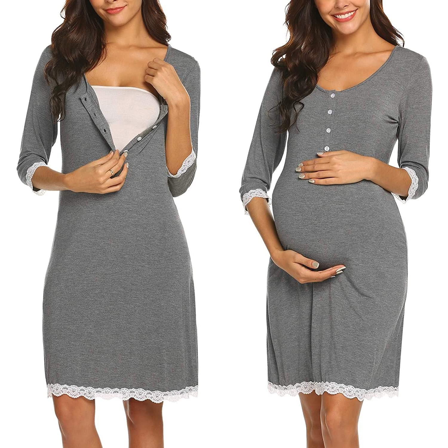 Pregnant Women Breastfeeding Five-point Sleeve Dress - Mubimart -  