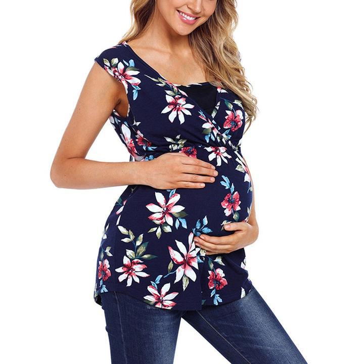 Pregnant Women Floral Printed Vest Maternity - Mubimart -  