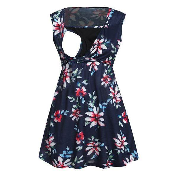 Pregnant Women Floral Printed Vest Maternity - Mubimart