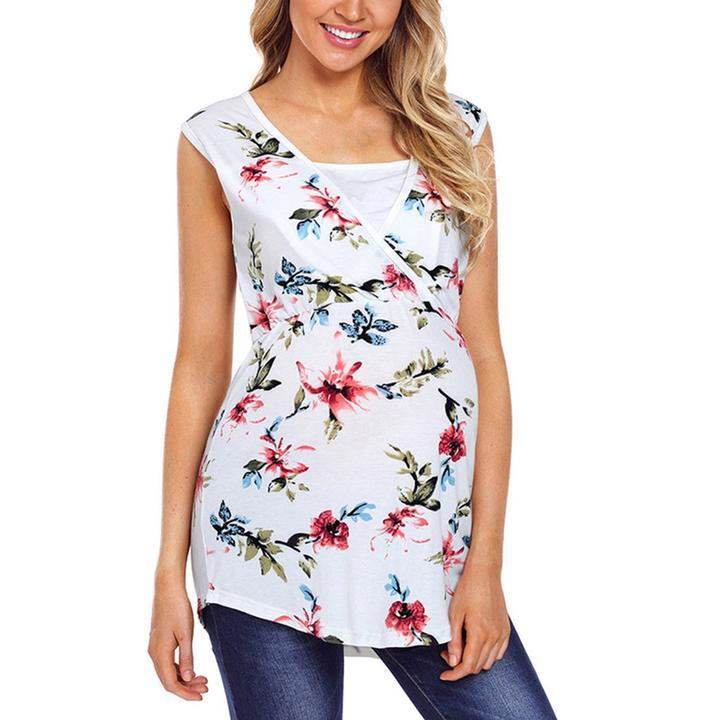 Pregnant Women Floral Printed Vest Maternity - Mubimart