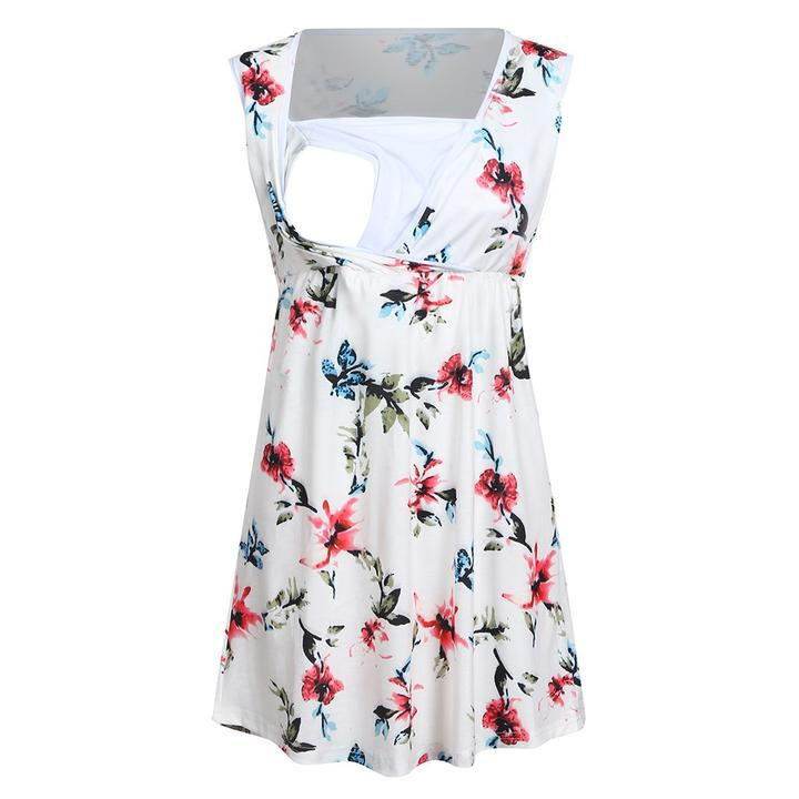 Pregnant Women Floral Printed Vest Maternity - Mubimart