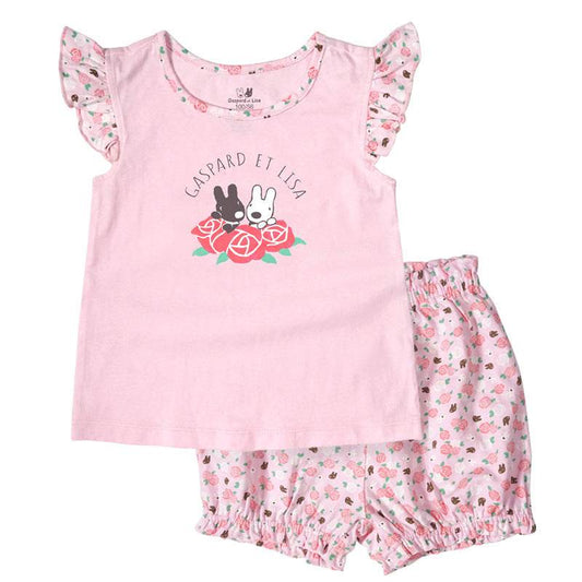 Presale Casper And Lisa Girl Girl Baby Baby Summer Set Cotton Short Sleeve Pants Two Piece Set - Mubimart