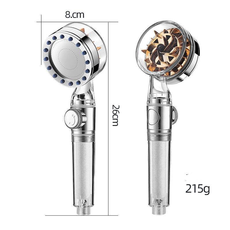 Pressurized Nozzle Turbo Shower Head One-Key Stop Water Saving High Pressure Shower Head Magic Water Line Bathroom Accessor - Mubimart