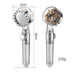 Pressurized Nozzle Turbo Shower Head One-Key Stop Water Saving High Pressure Shower Head Magic Water Line Bathroom Accessor - Mubimart -  