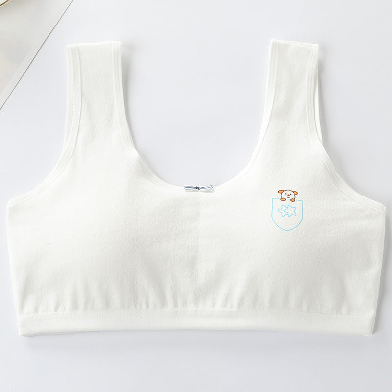 Primary Student Vest Female Junior High  Girl High School  Underwear Pure Cotton Bra - Mubimart -  