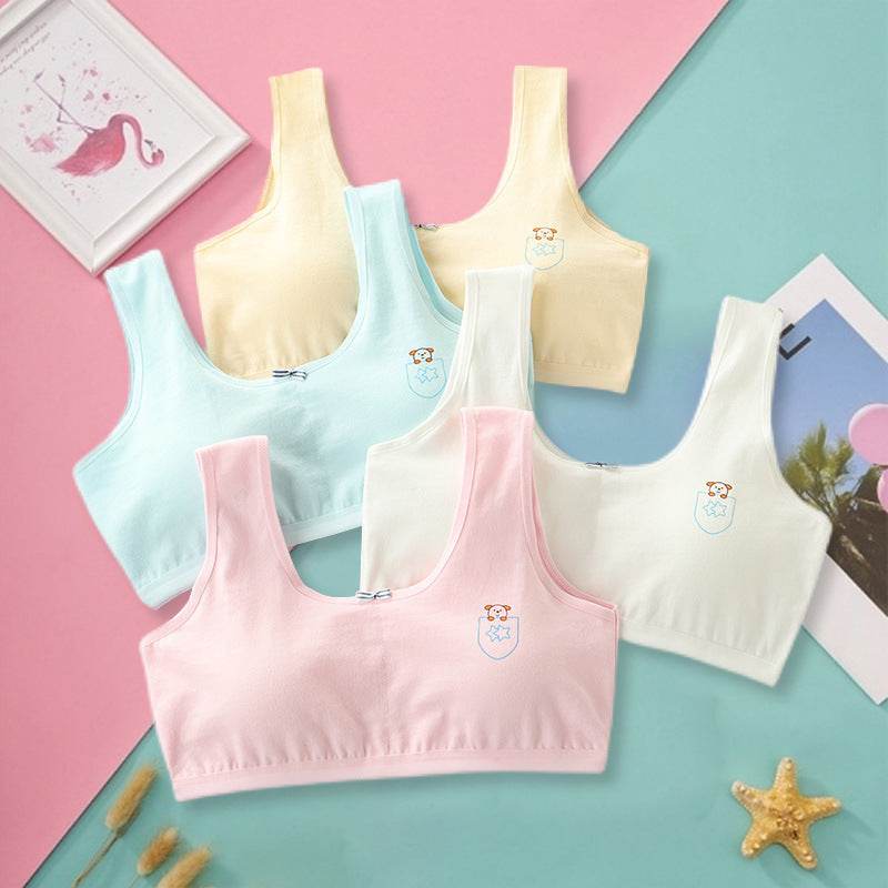 Primary Student Vest Female Junior High Girl High School Underwear Pure Cotton Bra - Mubimart