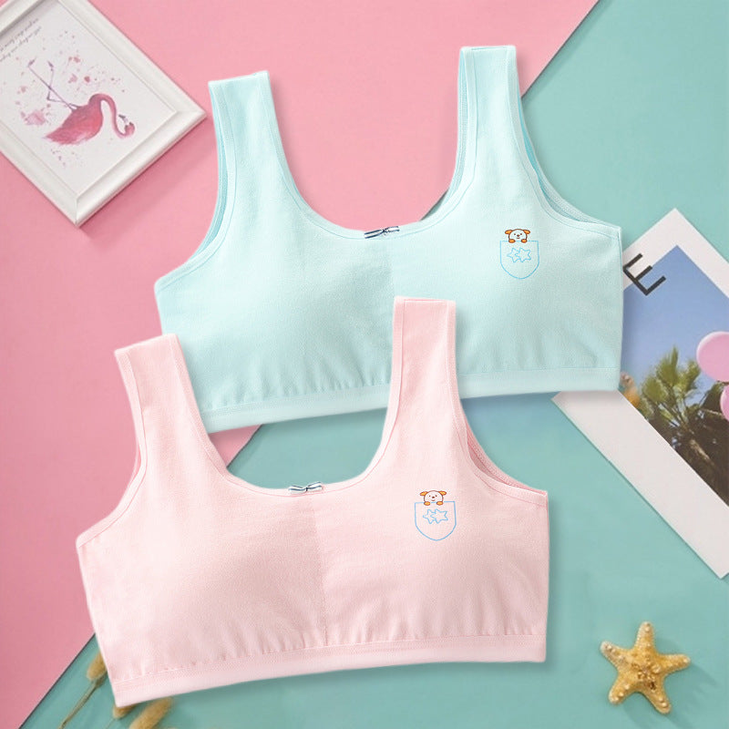 Primary Student Vest Female Junior High  Girl High School  Underwear Pure Cotton Bra - Mubimart -  