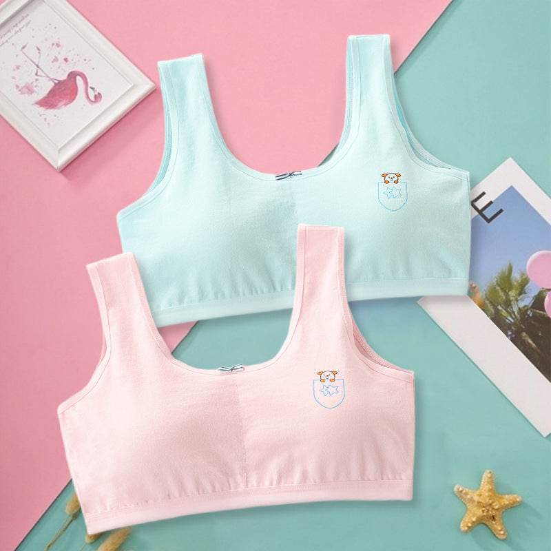Primary Student Vest Female Junior High Girl High School Underwear Pure Cotton Bra - Mubimart